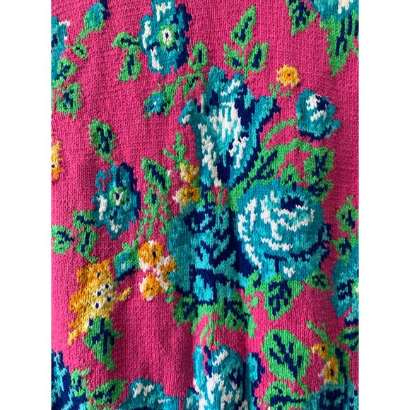 Vintage Adrienne Vittadini Pink Floral Knit Pullover Vest Size M Retro Artsy - Picture 2 of 6